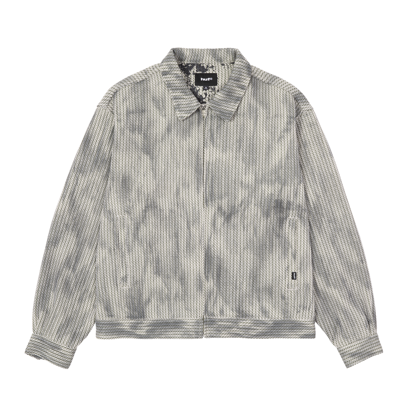 Herringbone Fade Zip Long Sleeve Shirt — Beige