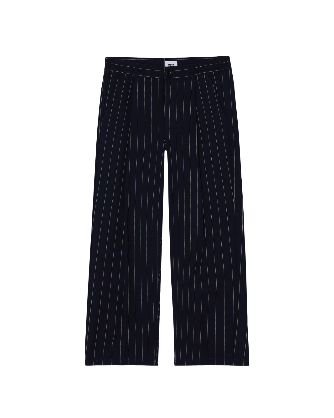 Dean Stripe Pleated Pant — Navy Pinstripe