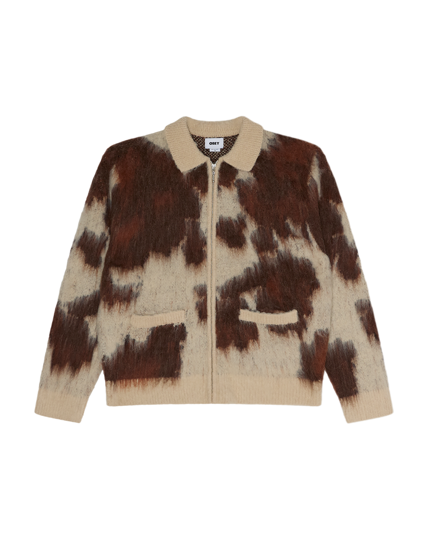 Cow Pattern Zip Sweater — Cow Multi