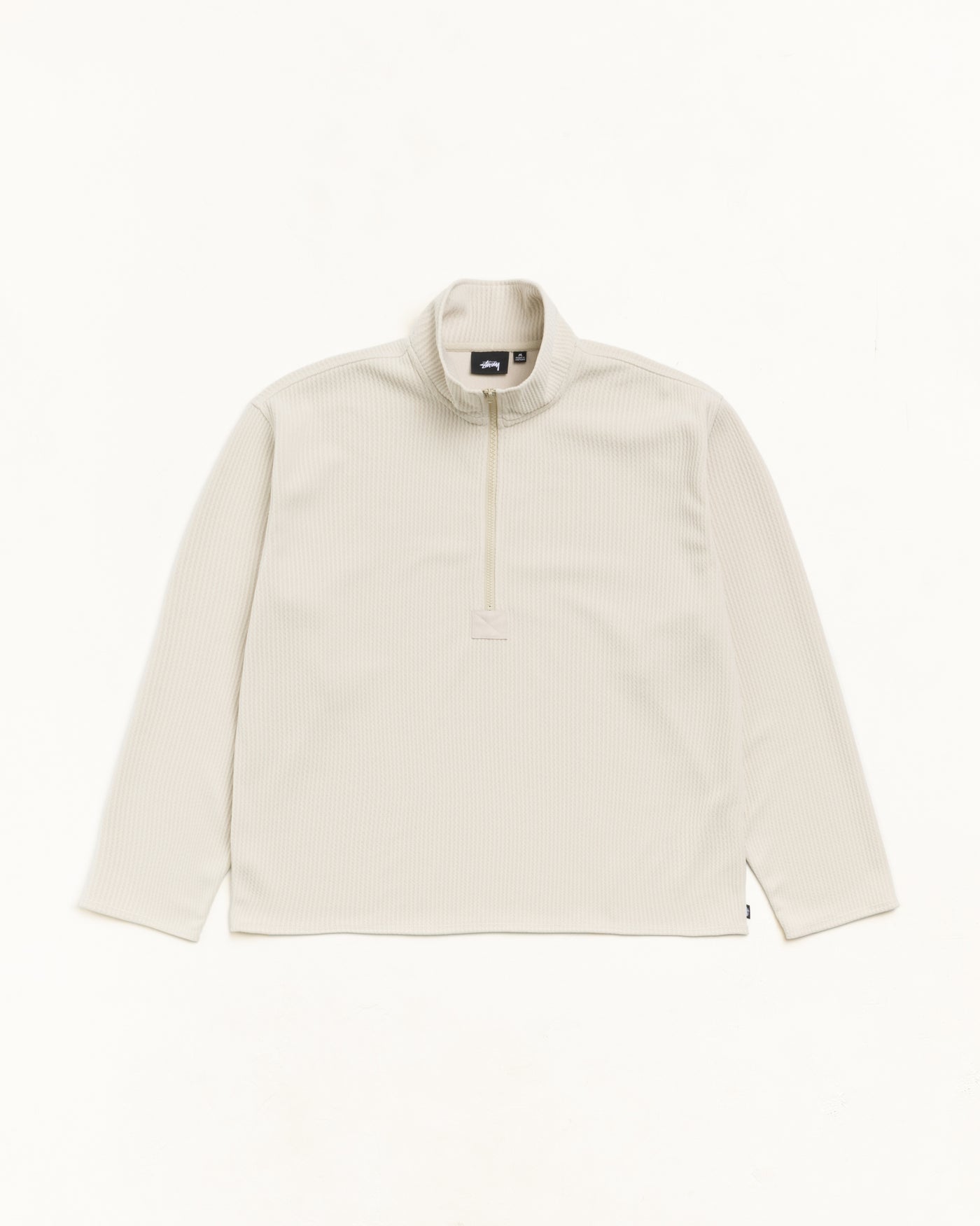 Half Zip Thermal Mock Neck — Sand